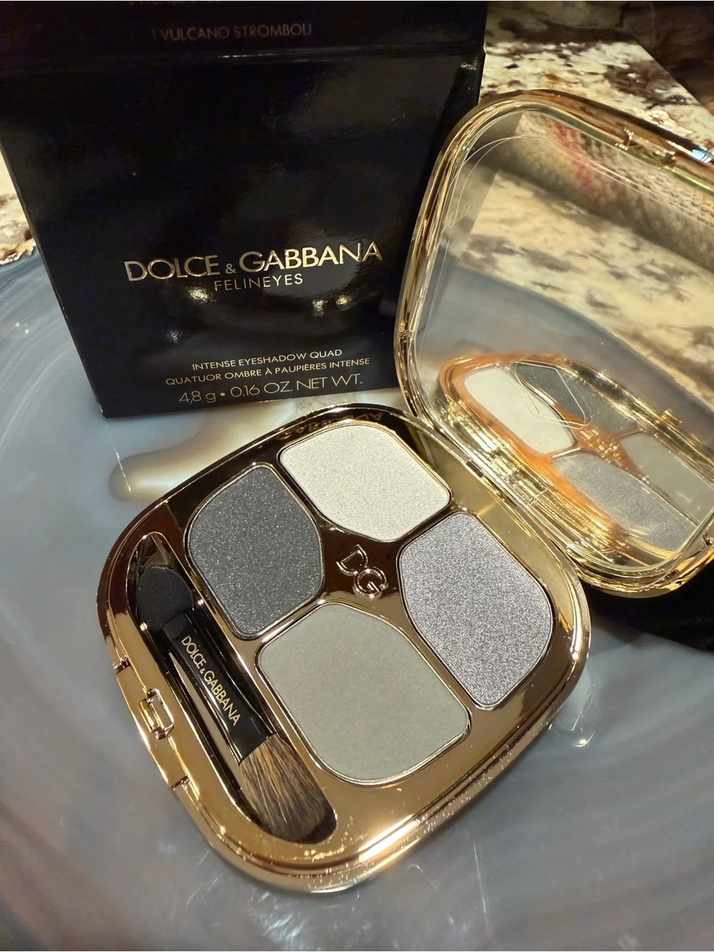 Dolce & Gabbana Felineyes Intense Eyeshadow Quad — Silver, Grey, Charcoal